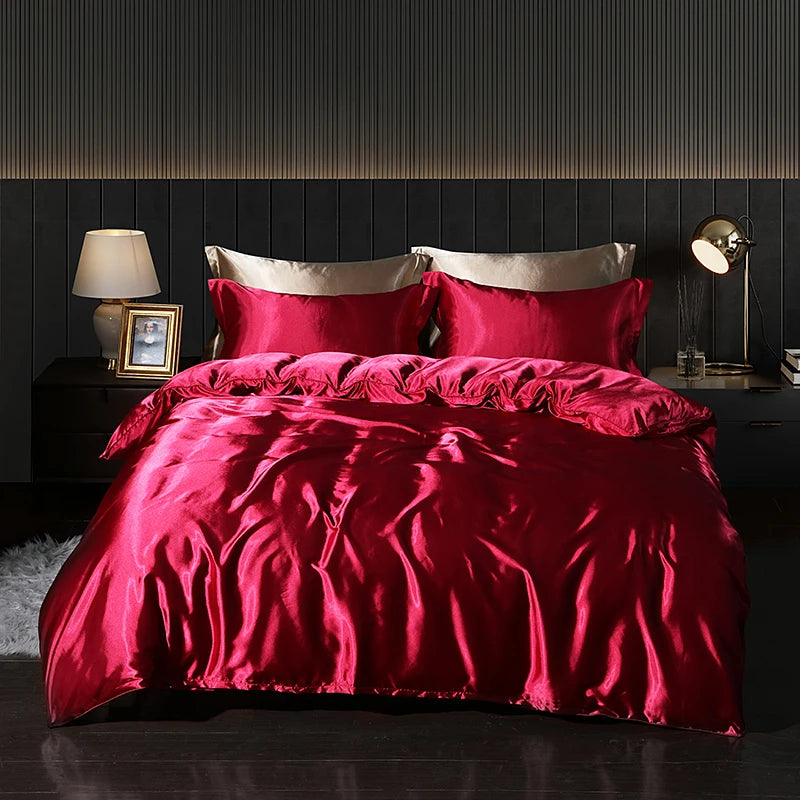 Luxusní hedvábné ložní prádlo set dvojlůžko - Red
