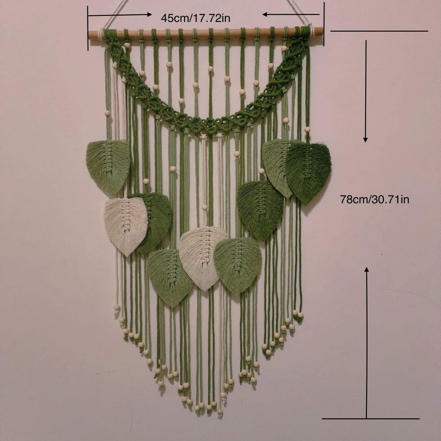 Zelená Macramé tapiserie na zeď Leo