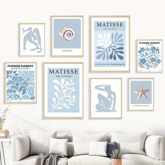 Set obrazů na plátně Blue Matisse Flower