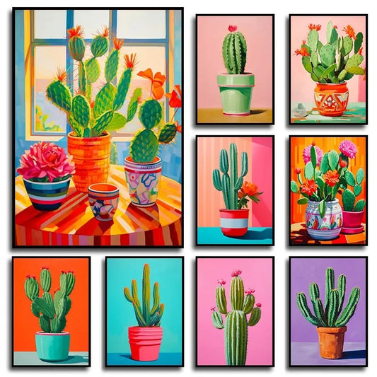 Barevné obrazy tištěné na plátně Cactus