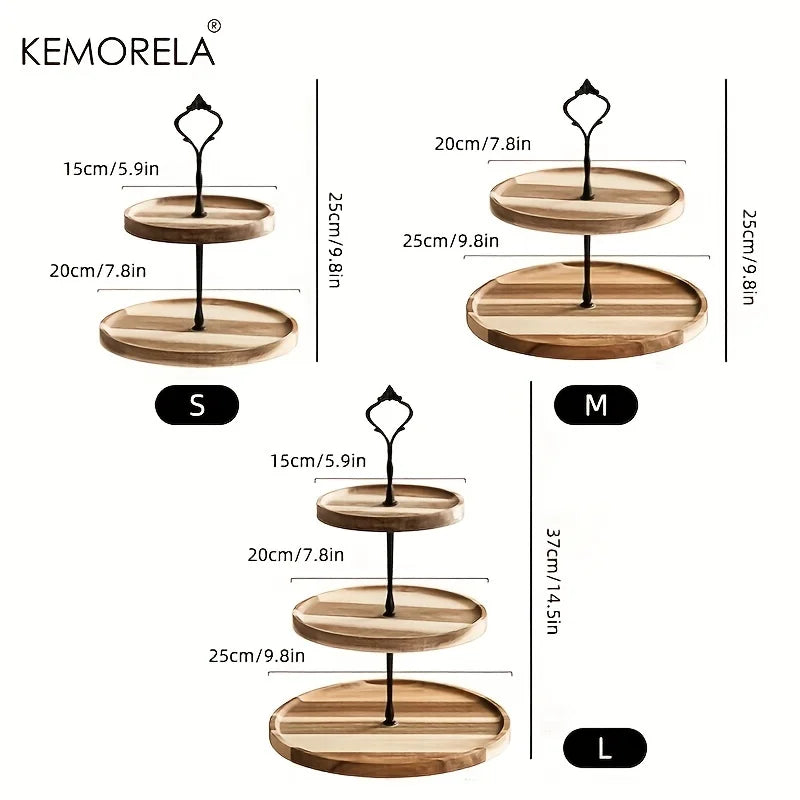 Vícepatrový servírovací dřevěný podnos KEMORELA