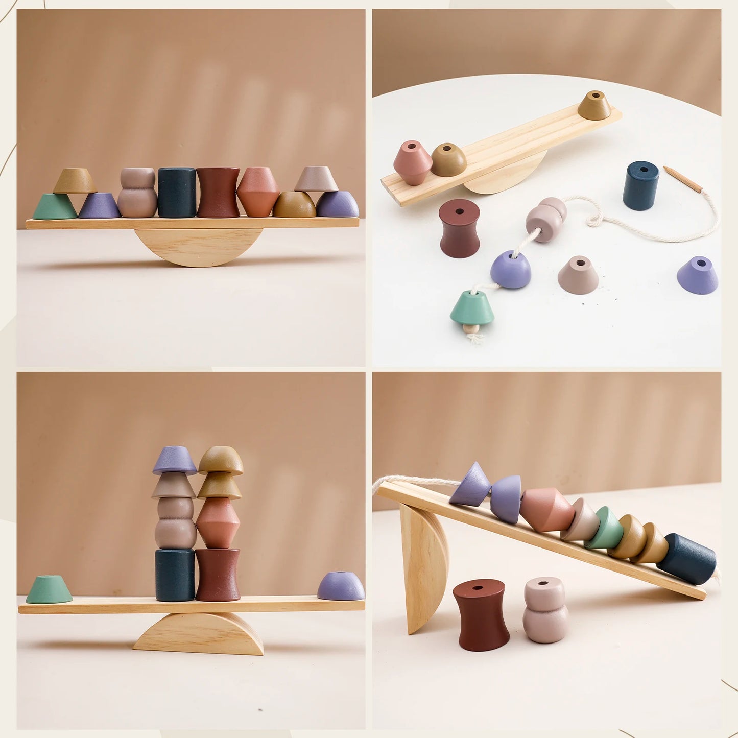 Dětská dřevěná navlékací hračka Montessori