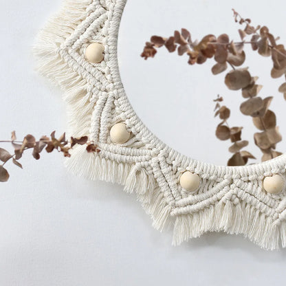 Boho Macrame zrcadlo kruh