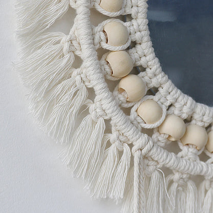 Boho Macrame zrcadlo kruh