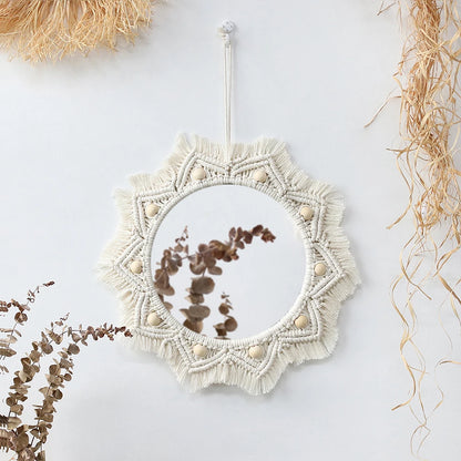 Boho Macrame zrcadlo kruh