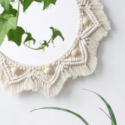 Boho Macrame zrcadlo kruh