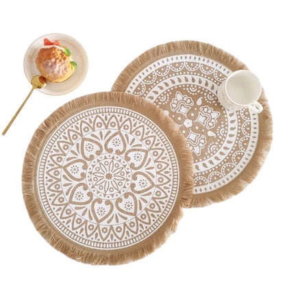 Prostírání z tkané juty v Boho Stylu 38 cm 2ks