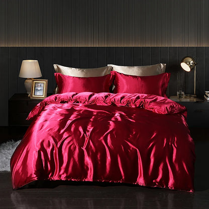 Luxusní hedvábné ložní prádlo set dvojlůžko - Red