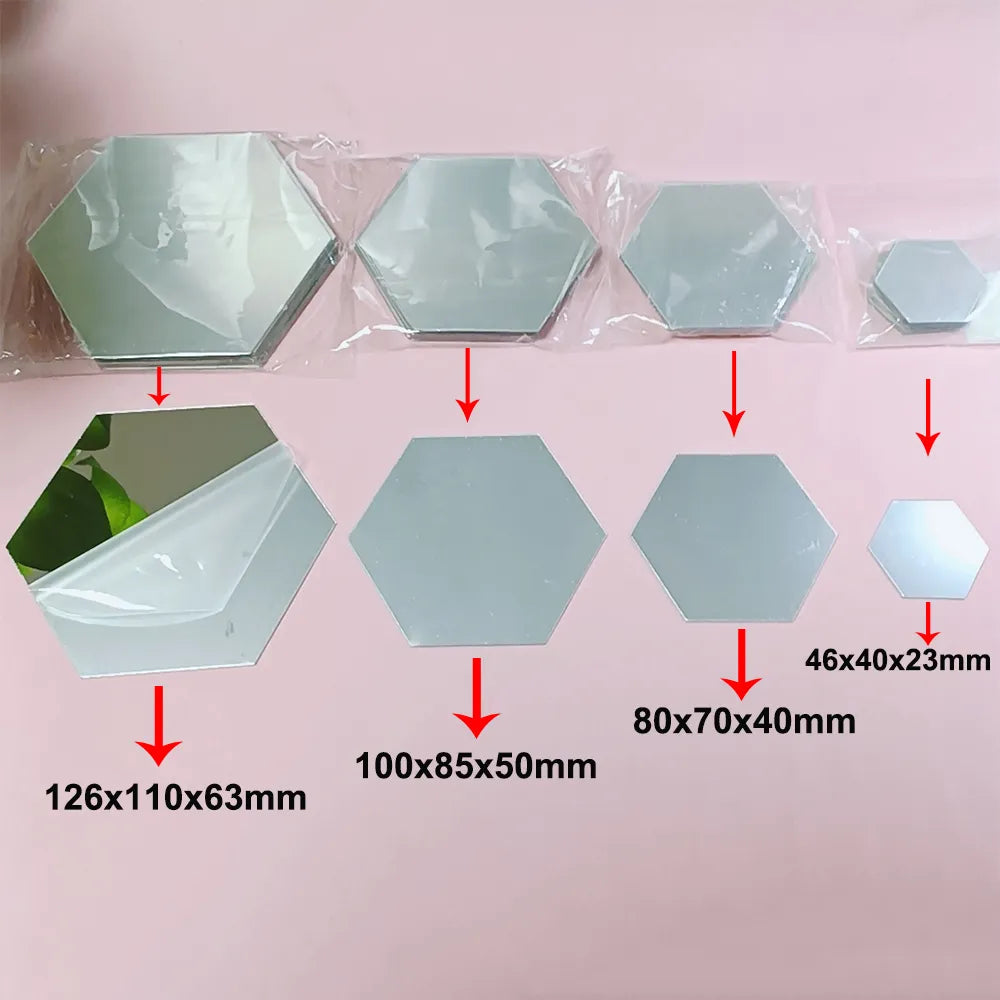 6/12 pcs 3D adhesive decorative mirrors