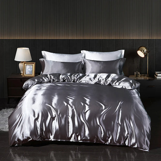 Luxusní hedvábné ložní prádlo set dvojlůžko - Dark Grey