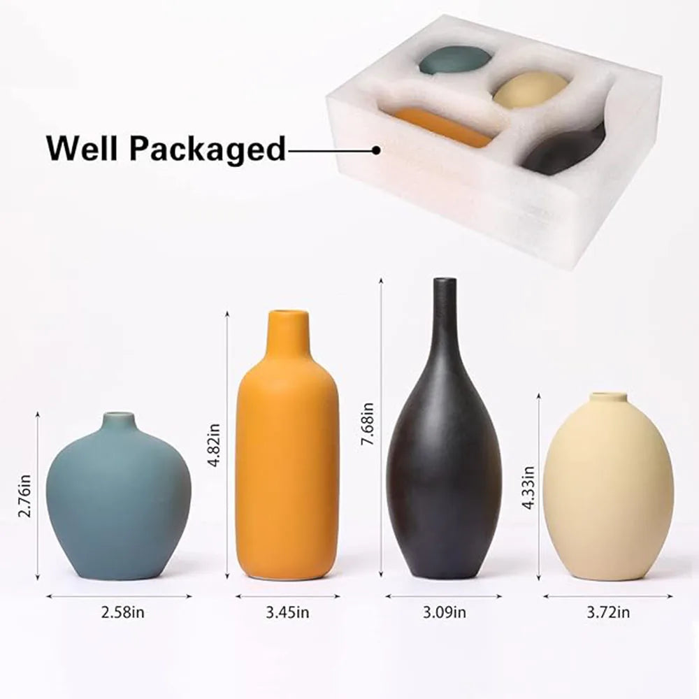 Set of colored Farmhouse ceramic vases 4 pcs