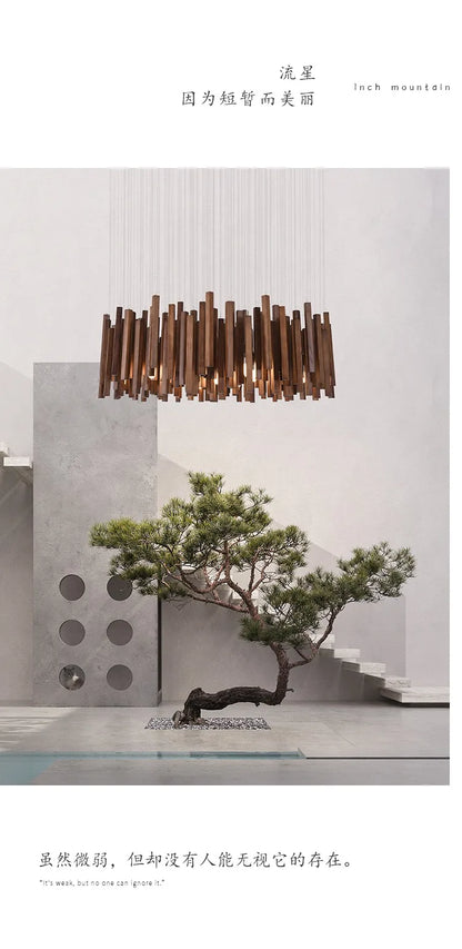 Stropní závěsné svítidlo z přírodního dřeva Avena