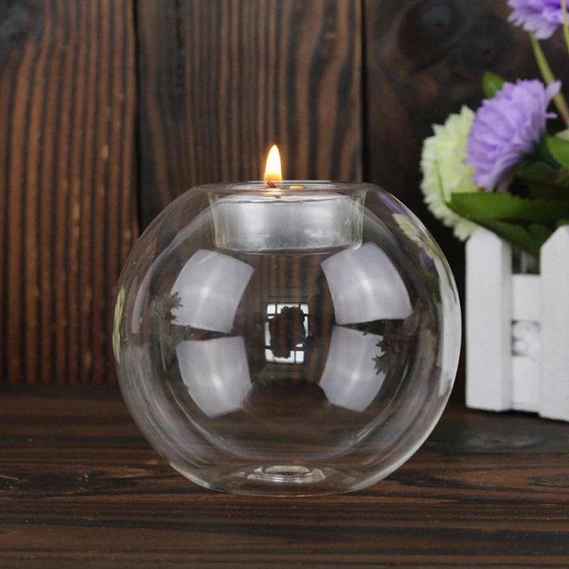 Glass designer round candle holder