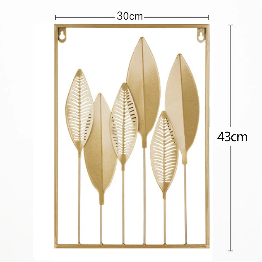 Set of 3 metal pictures of leaves in a frame 3Pcs Ginkgo Leaf