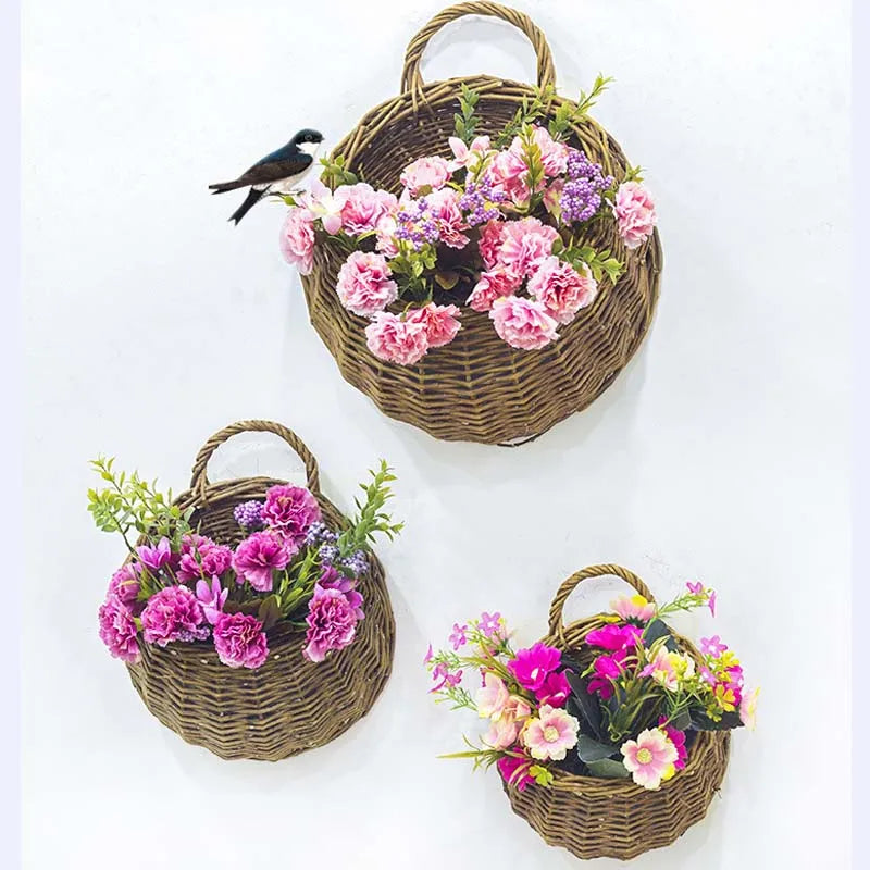 Wall-mounted wicker rattan flower pot Bowlo