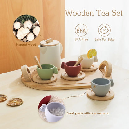 Montessori wooden tea set