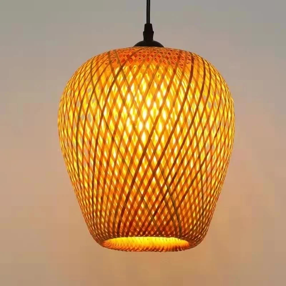 Hand-woven airy bamboo ceiling chandelier Boho style