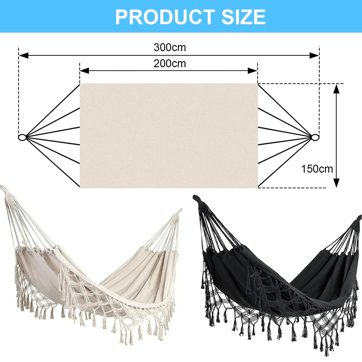 Cotton double hammock in Boho style