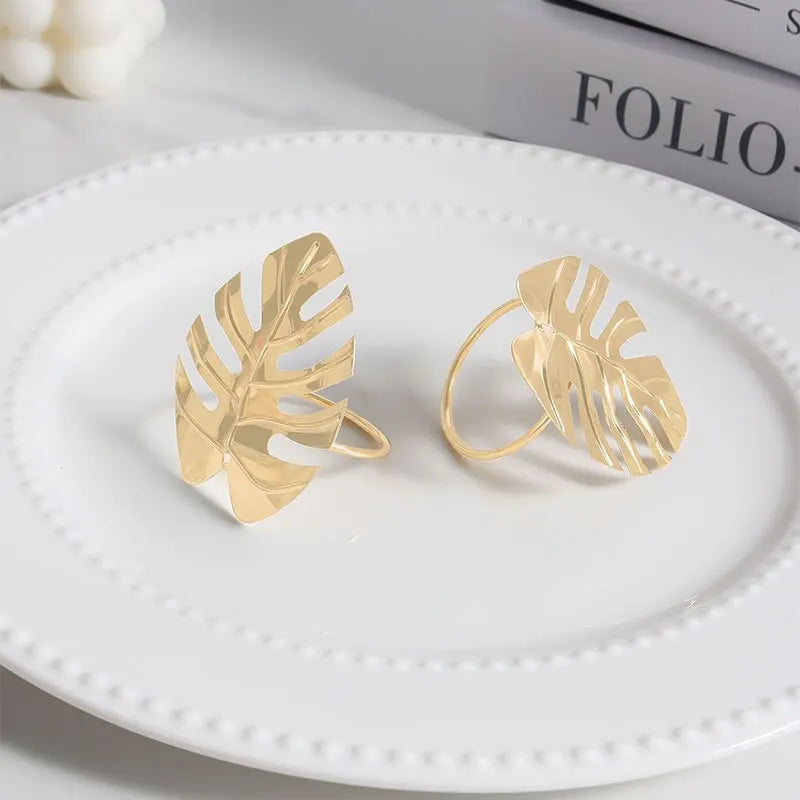 Monstera gold napkin ring 4 pcs