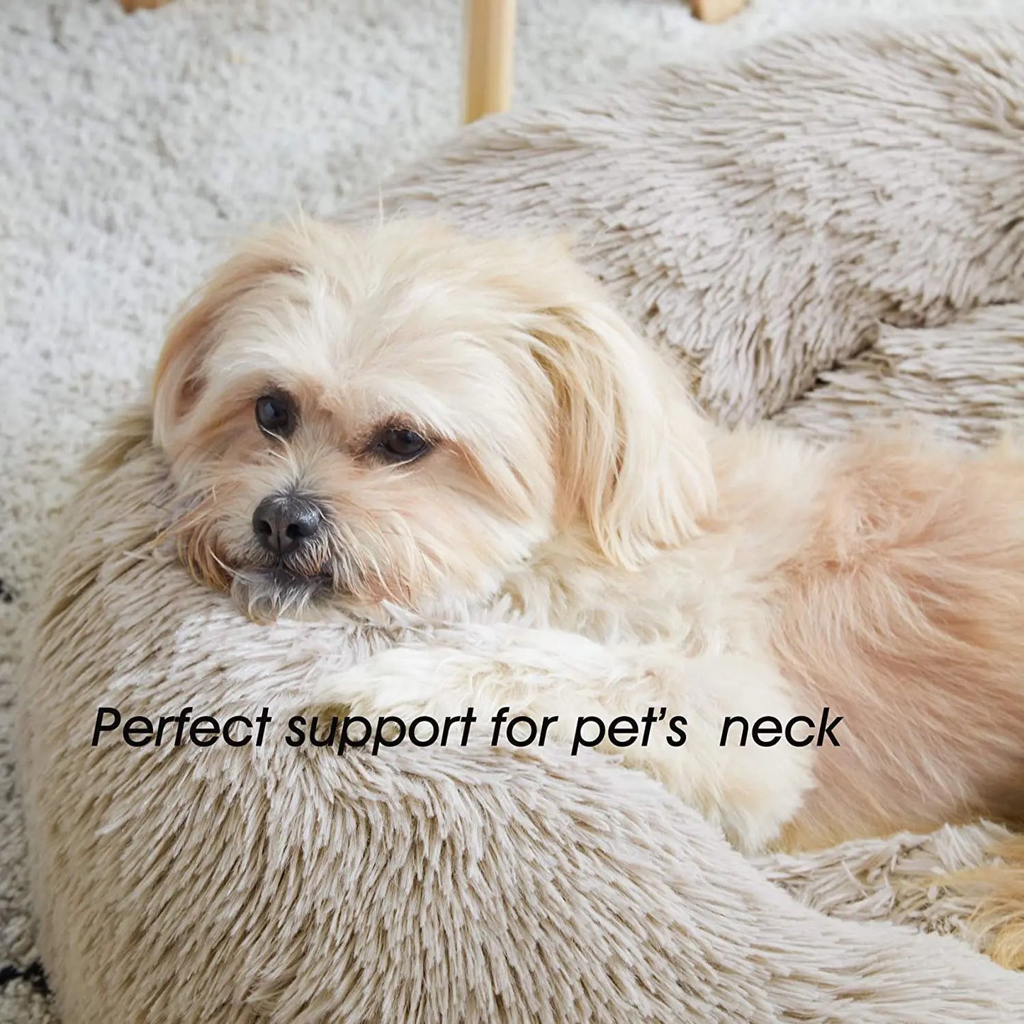 A shaggy round bed for pets