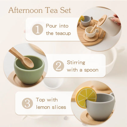 Montessori wooden tea set