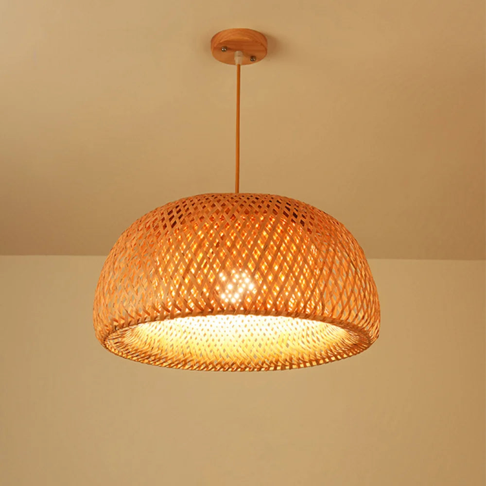 Hand-woven airy bamboo ceiling chandelier Boho style