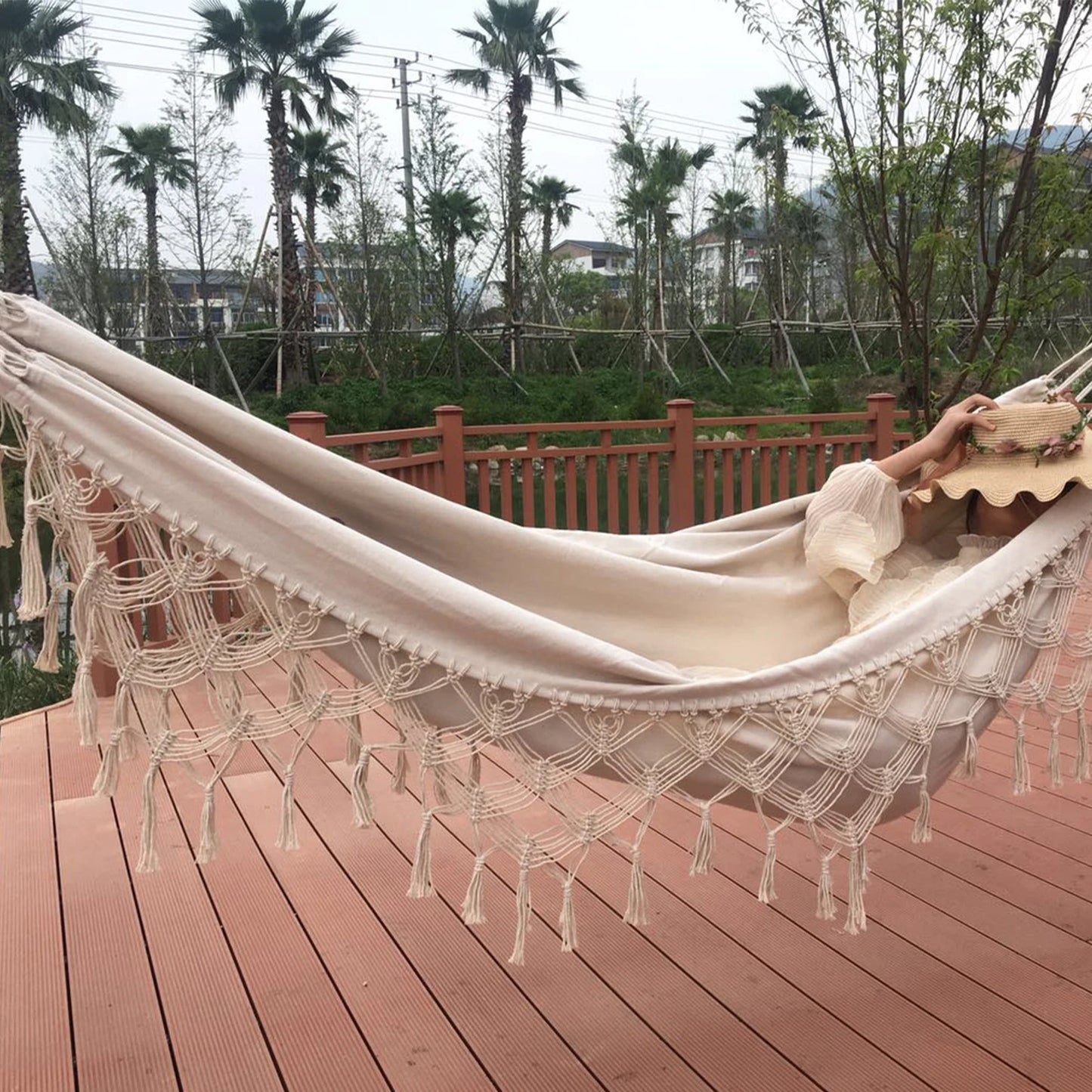 Cotton double hammock in Boho style