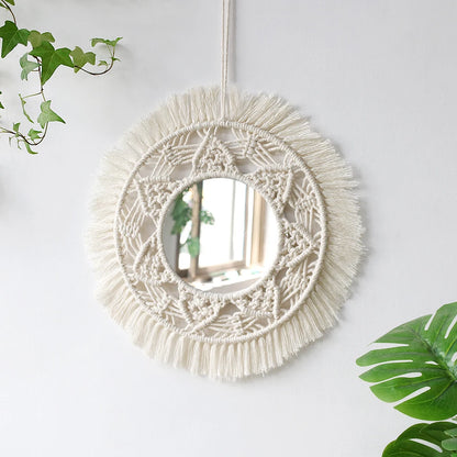 Boho Macrame zrcadlo kruh