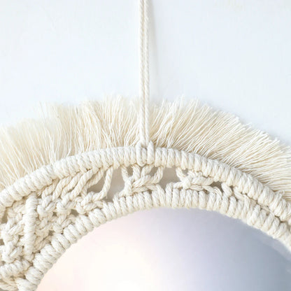 Boho Macrame zrcadlo kruh