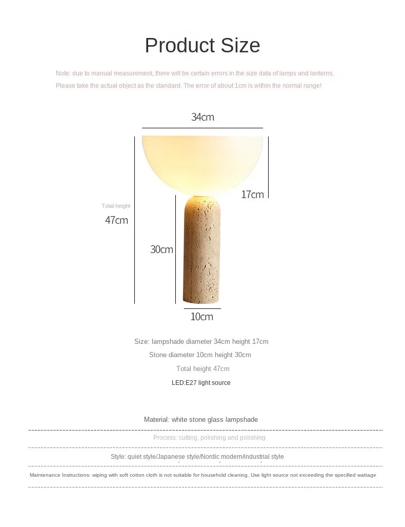 Stolní lampa z přírodního travertinu Danisha