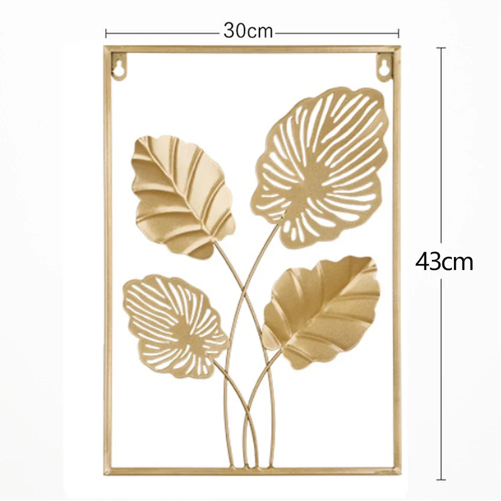 Set 3 ks kovových obrazů listů v rámu 3Pcs  Ginkgo Leaf