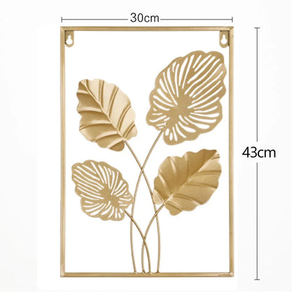 Set 3 ks kovových obrazů listů v rámu 3Pcs  Ginkgo Leaf