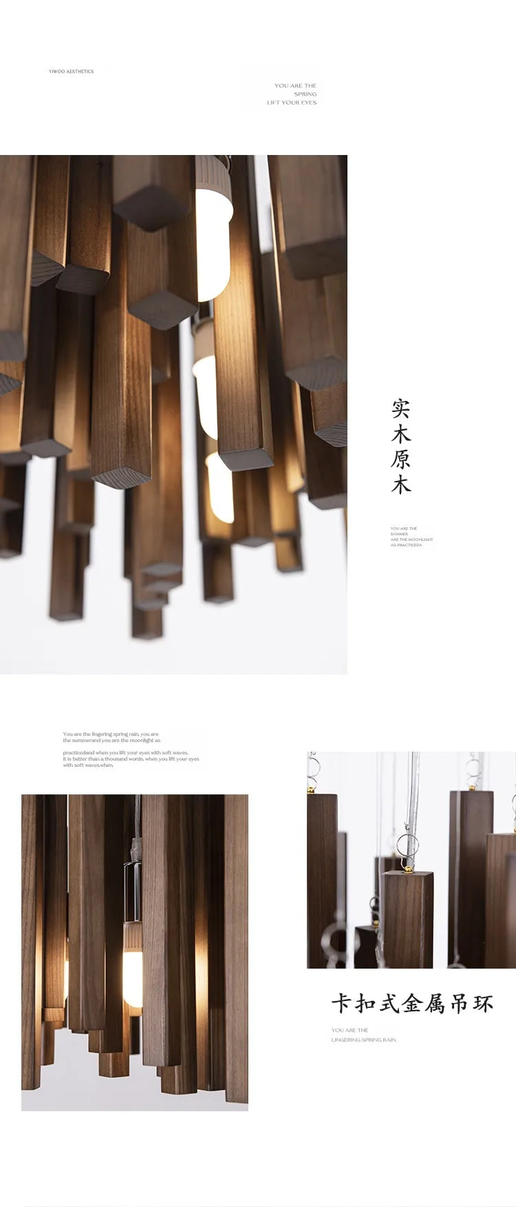 Stropní závěsné svítidlo z přírodního dřeva Avena