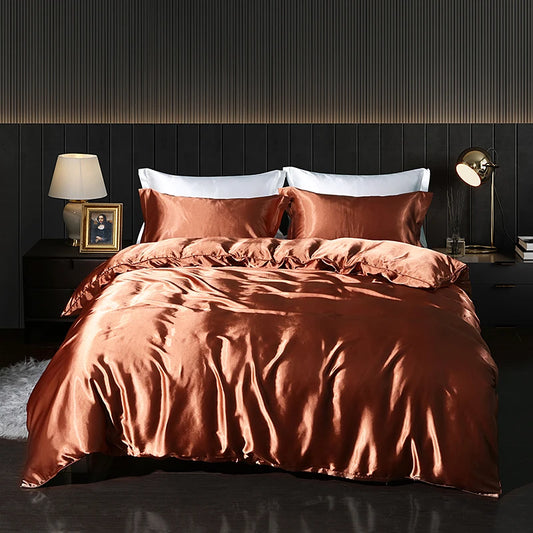 Luxusní hedvábné ložní prádlo set dvojlůžko - Copper
