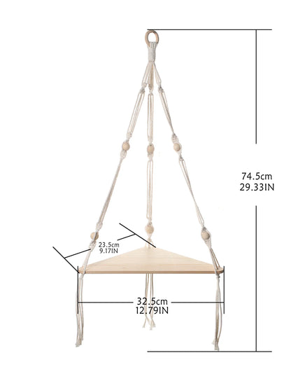 Boho Macrame dřevěná rohová polička Lesley