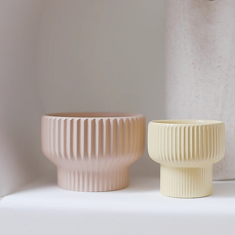 Striped ceramic planters Amy