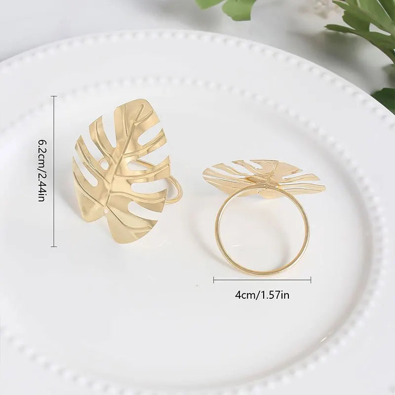 Monstera gold napkin ring 4 pcs