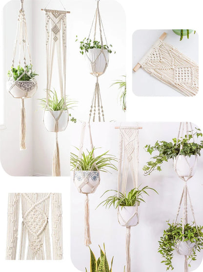 Závěsné Macramé ručně pletené věšáky na květiny v Boho Stylu