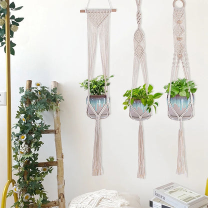 Závěsné Macramé ručně pletené věšáky na květiny v Boho Stylu