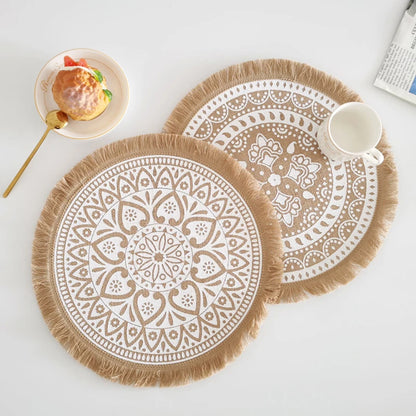 Prostírání z tkané juty v Boho Stylu 38 cm 2ks