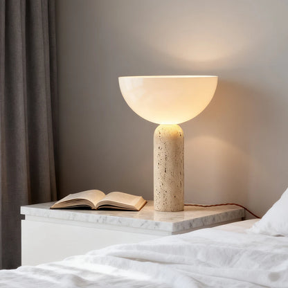 Stolní lampa z přírodního travertinu Danisha