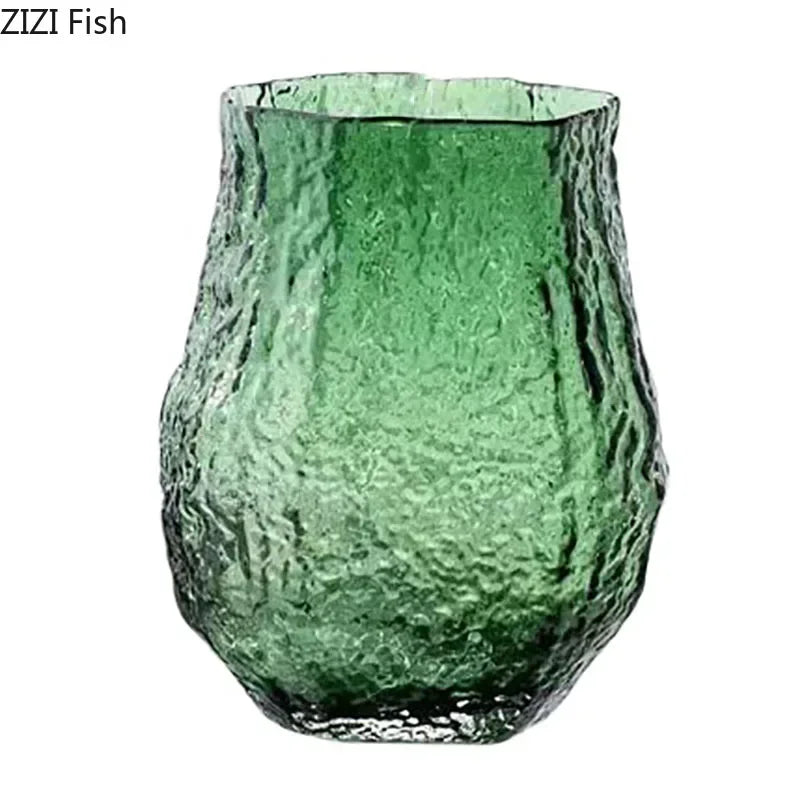 Glass transparent design vase Wrinkle