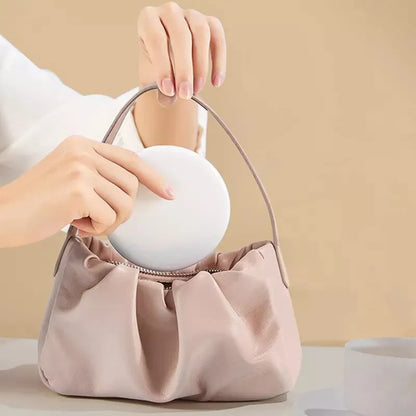 Small portable mirror for handbag with LED backlight