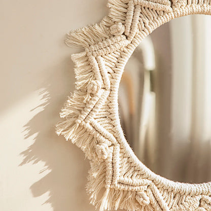 Boho Macrame zrcadlo kruh